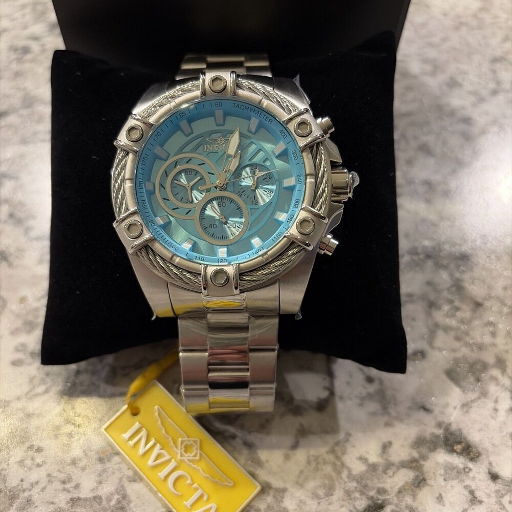 Invicta Men's Bolt Quartz 52mm Light Blue Dial Watch 48865 NWT
